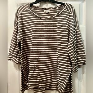 Gray & White Striped Top